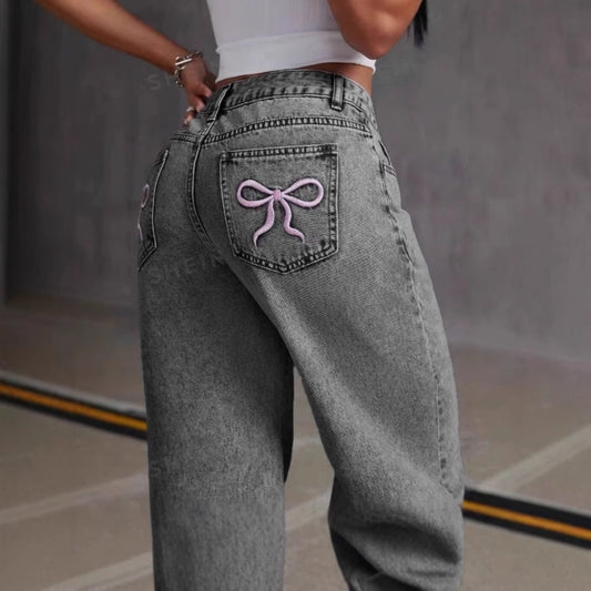 Vintage Bow Jeans For Women