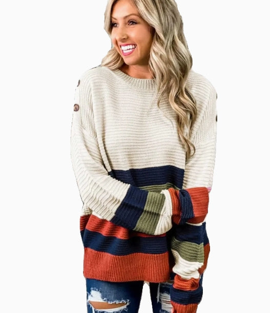 Underneath Half-turtleneck Contrasting Sweater For Women