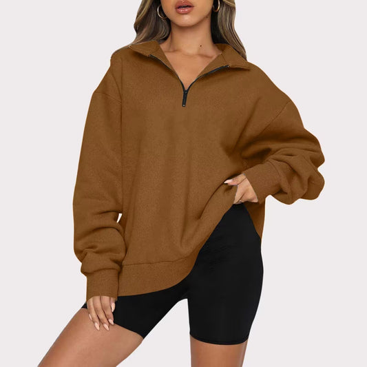 Sweatshirts Zip Turndown Collar