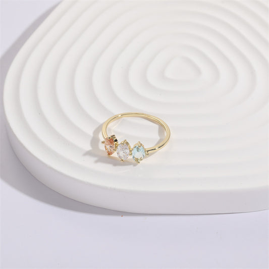 Birthstone Horse Eye Tricolor Zircon Ring