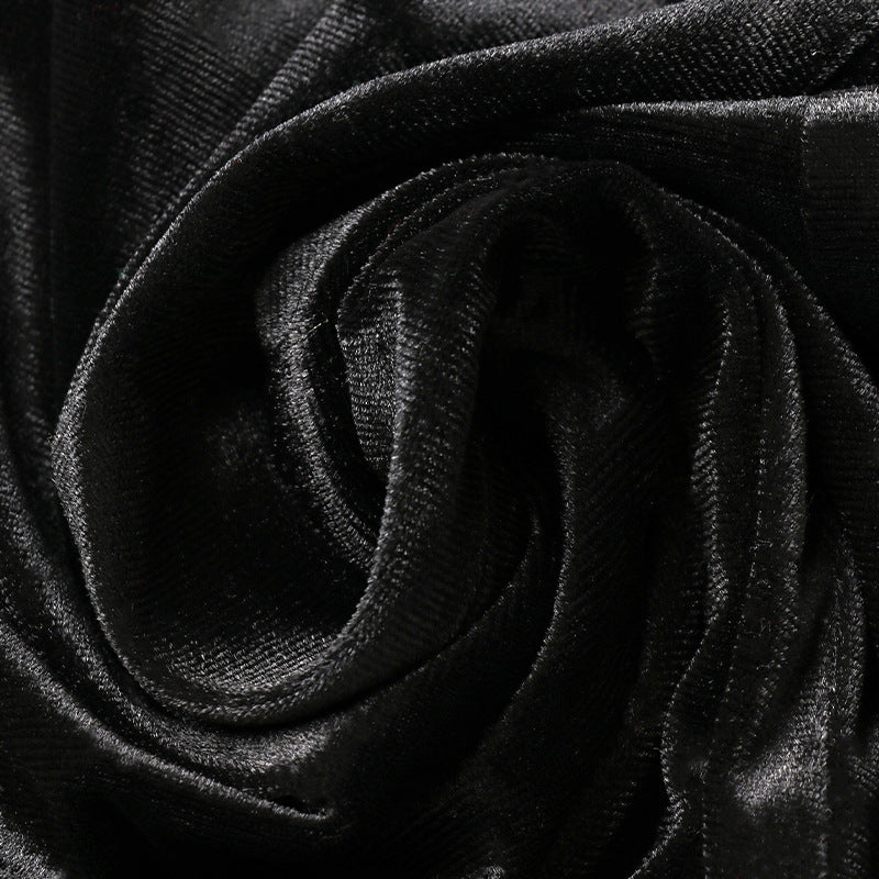 Nipped Waist Suede Flare Sleeve Wrap Hepburn Dress