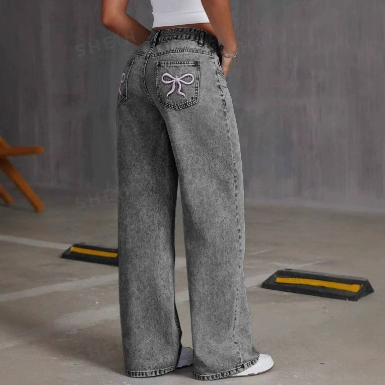 Vintage Bow Jeans For Women
