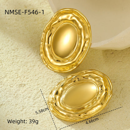 Exaggerated Titanium Steel Earrings 18K Gold Plating Non-fading
