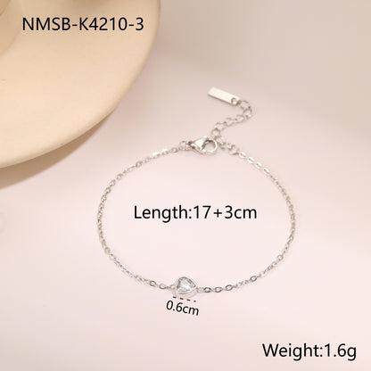 Diamond Zircon Bracelet Gold Plated Stainless Steel