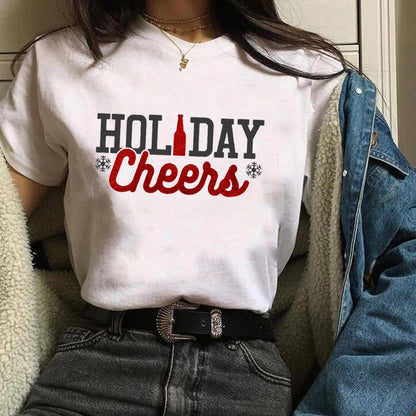 Christmas Fashion Printed Short Sleeve Tops For Women
