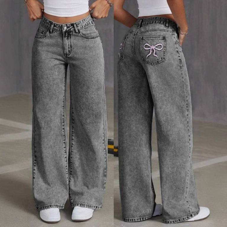 Vintage Bow Jeans For Women
