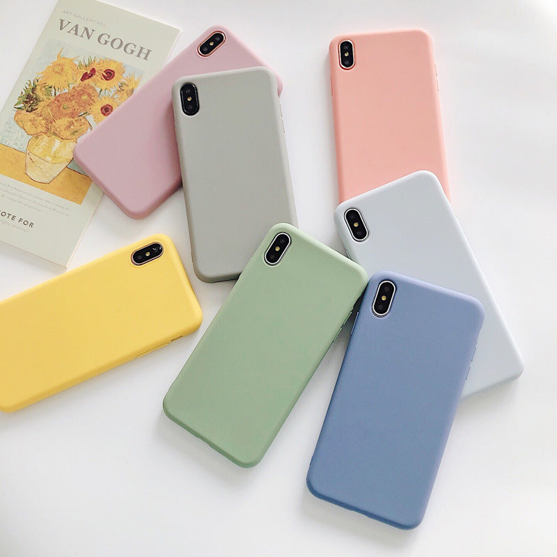 Simple And Fresh Pure Color Apple X Suitable Mobile Phone Case IPhonexsmax/xr/8/7plus 6s Soft For Men And Women