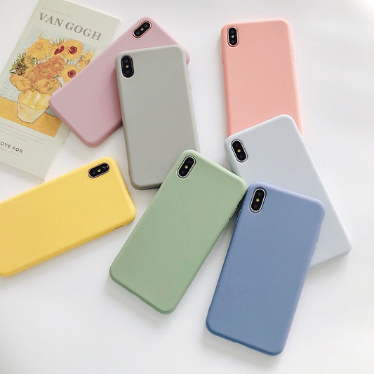 Simple And Fresh Pure Color Apple X Suitable Mobile Phone Case IPhonexsmax/xr/8/7plus 6s Soft For Men And Women