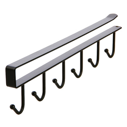 Kitchen Wrought Iron Nail-free Hook Cabinet Storage Rack Multifunctional Closet Row Hook Finishing Rack Hanging 6 Hooks