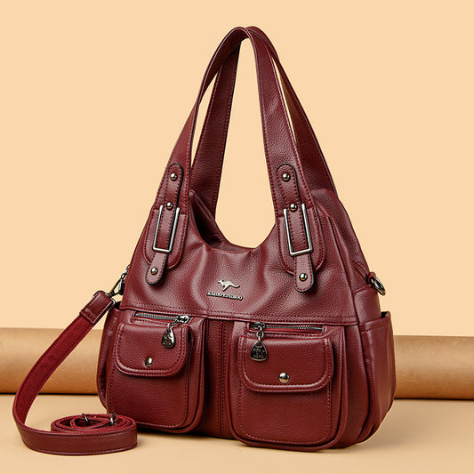 Middle-aged Mom Solid Color Crossbody Handbag