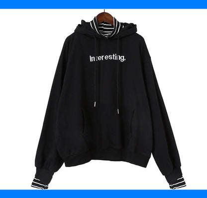 Harajuku striped turtleneck hoodies
