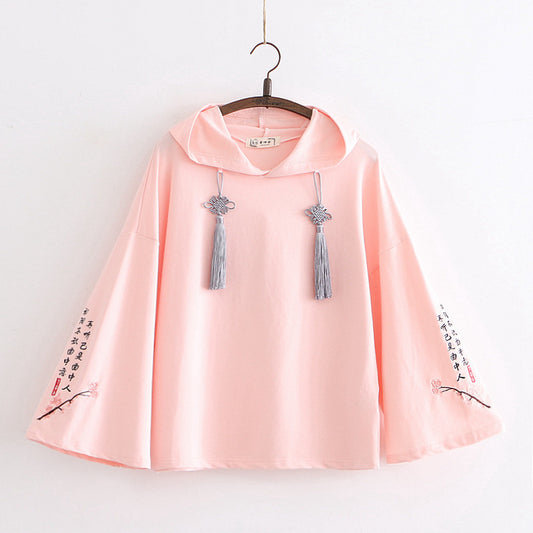 Floral Embroidery Hooded Sweatshirts