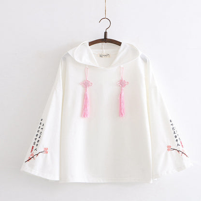 Floral Embroidery Hooded Sweatshirts