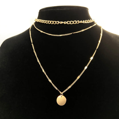 Disc Pendant Clavicle Necklace Chains