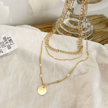 Disc Pendant Clavicle Necklace Chains