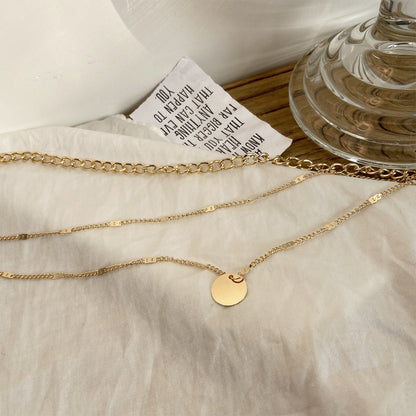 Disc Pendant Clavicle Necklace Chains