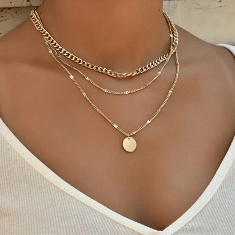 Disc Pendant Clavicle Necklace Chains