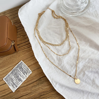 Disc Pendant Clavicle Necklace Chains