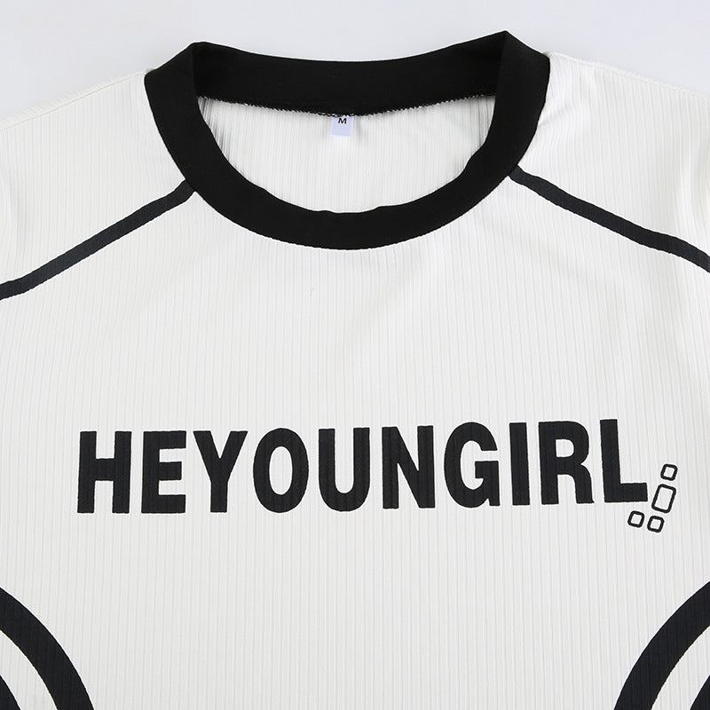 Letter Print Casual Knitted Shirt