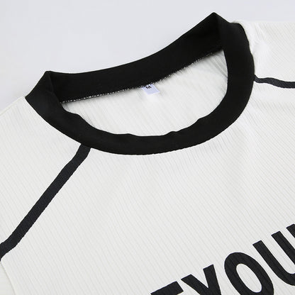 Letter Print Casual Knitted Shirt