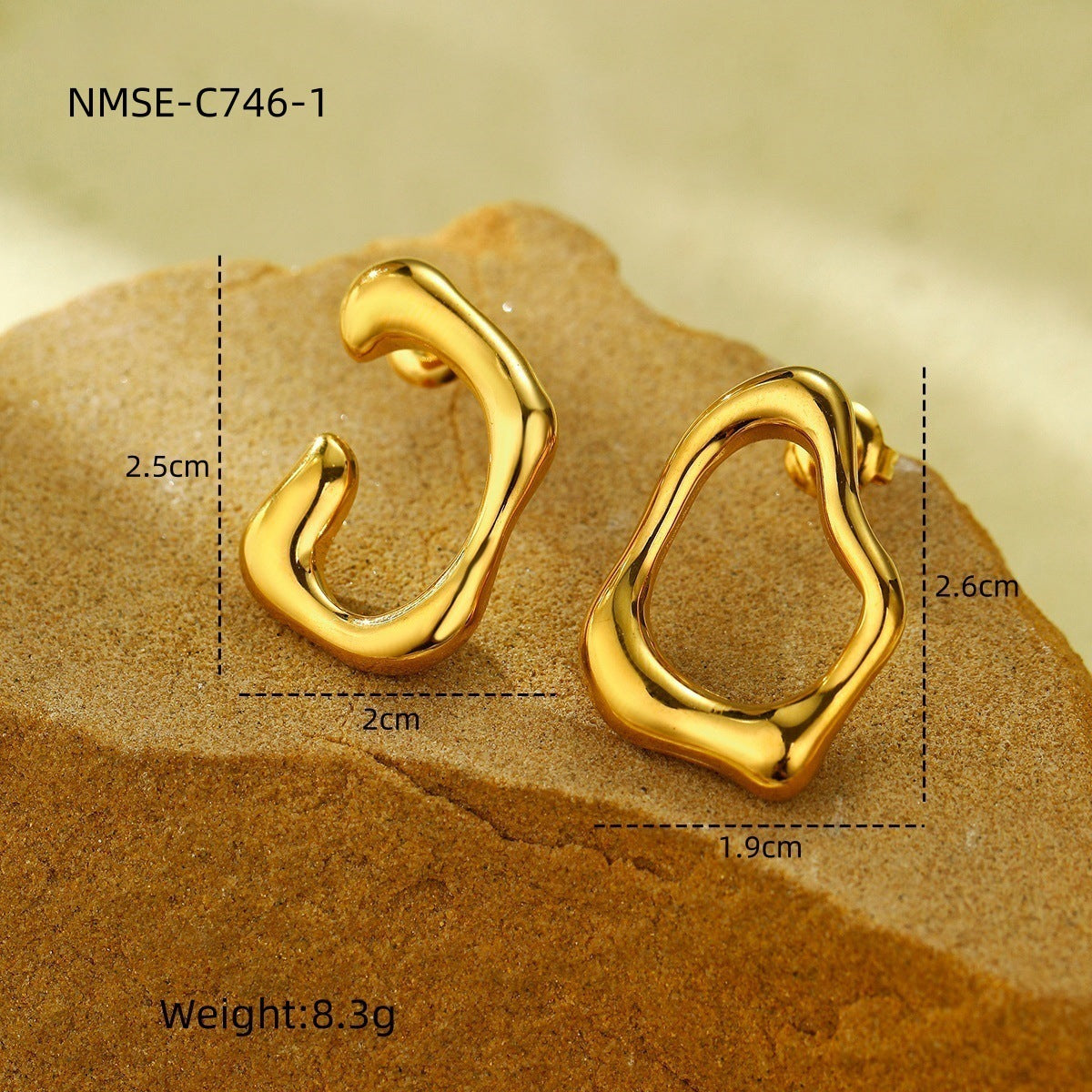 Exaggerated Titanium Steel Earrings 18K Gold Plating Non-fading