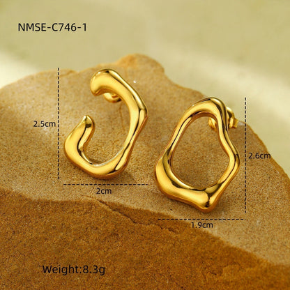 Exaggerated Titanium Steel Earrings 18K Gold Plating Non-fading