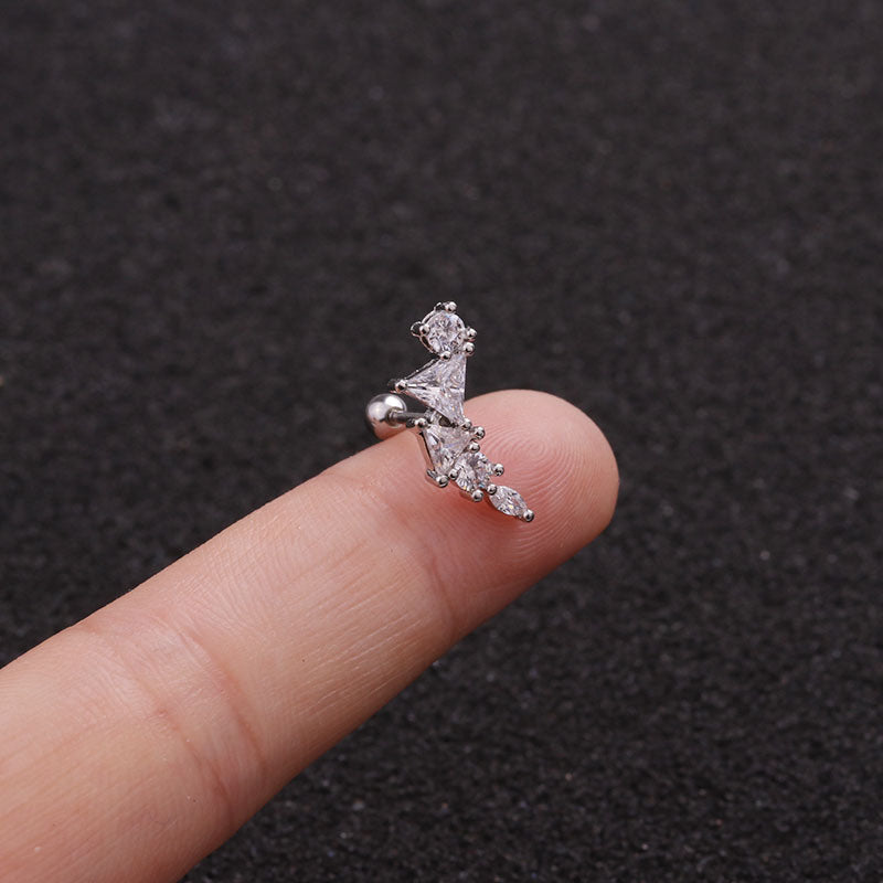 Creative Leaves Ear Studs Twist Ball Stainless Steel Ear Bone Nail