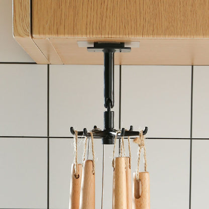Multifunctional rotatable kitchen utensils storage rack bathroom kitchen hole free hook
