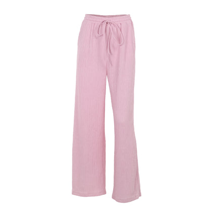 Drawstring Lace-up Small Wrinkle Trousers For Women