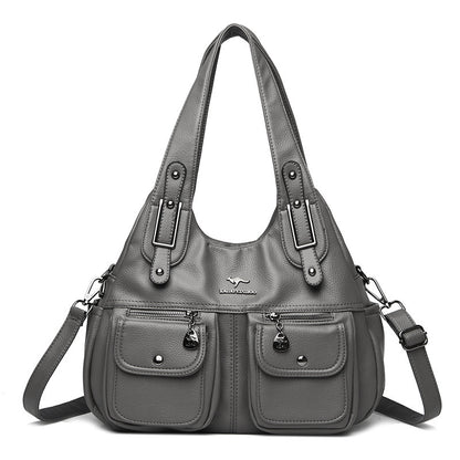 Middle-aged Mom Solid Color Crossbody Handbag