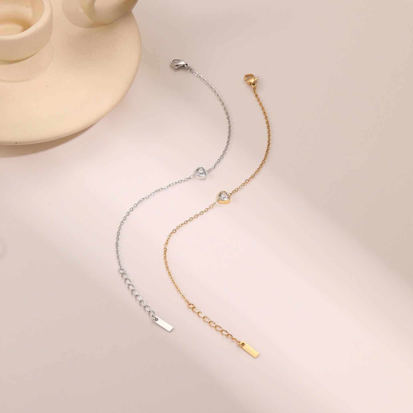Diamond Zircon Bracelet Gold Plated Stainless Steel