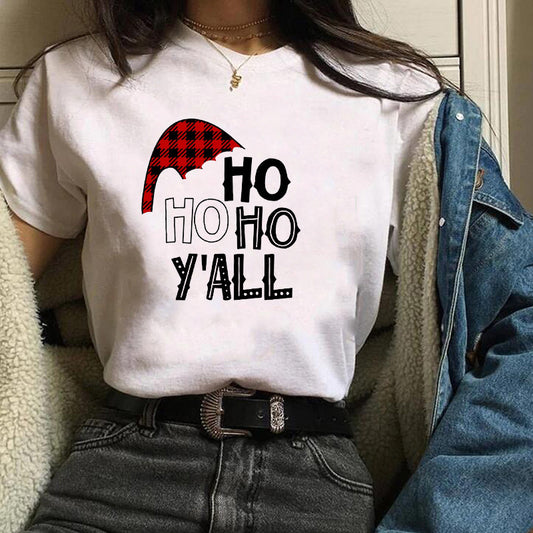Christmas Fashion Printed Short Sleeve Tops For Women