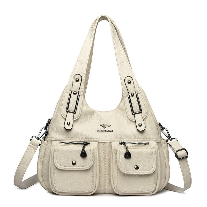 Middle-aged Mom Solid Color Crossbody Handbag