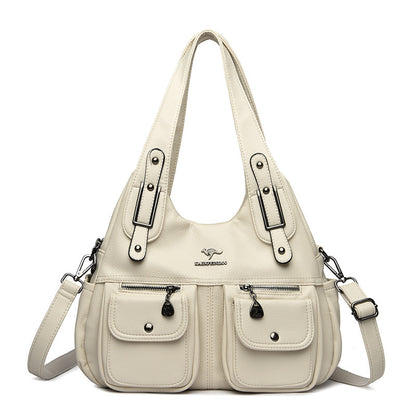 Middle-aged Mom Solid Color Crossbody Handbag