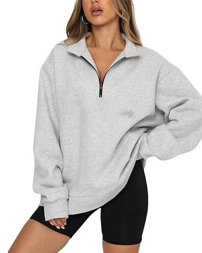 Sweatshirts Zip Turndown Collar
