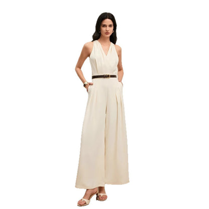 V-neck Sleeveless Casual Jumpsuit