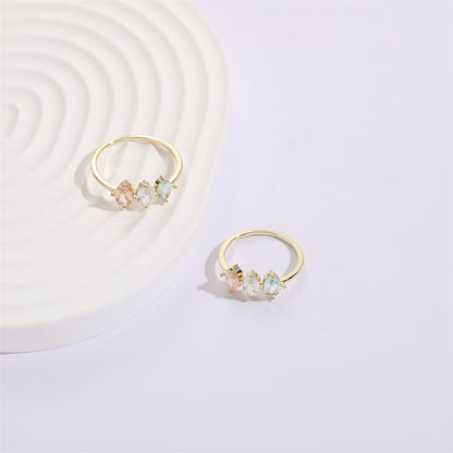 Birthstone Horse Eye Tricolor Zircon Ring