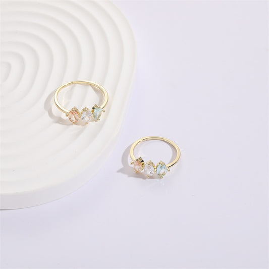 Birthstone Horse Eye Tricolor Zircon Ring