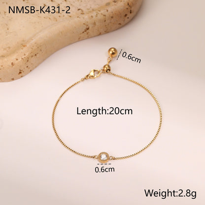 Diamond Zircon Bracelet Gold Plated Stainless Steel