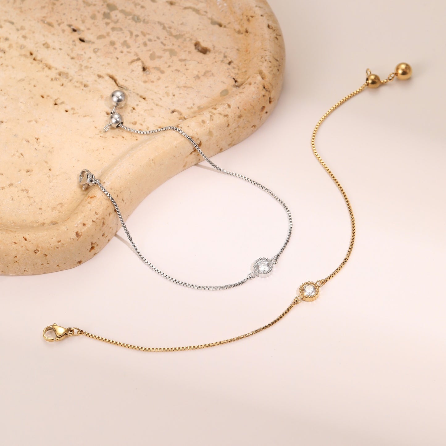 Diamond Zircon Bracelet Gold Plated Stainless Steel