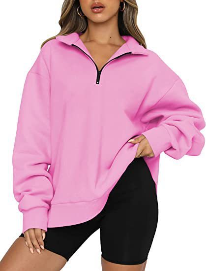 Sweatshirts Zip Turndown Collar