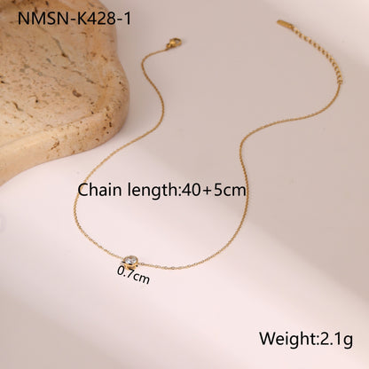 European And American Stainless Steel Necklace Gold-plated Inlaid Zircon High Sense