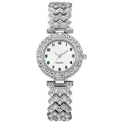 2pcs Luxury Women Watch Set Silver Strap