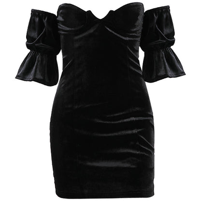 Nipped Waist Suede Flare Sleeve Wrap Hepburn Dress