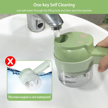 Multipurpose 4 In 1 Handheld Electric Vegetable Cutter Set Portable Wireless Garlic Mud Masher Garlic Press And Slicer Set Multifunctional Electric Mini Food Processor