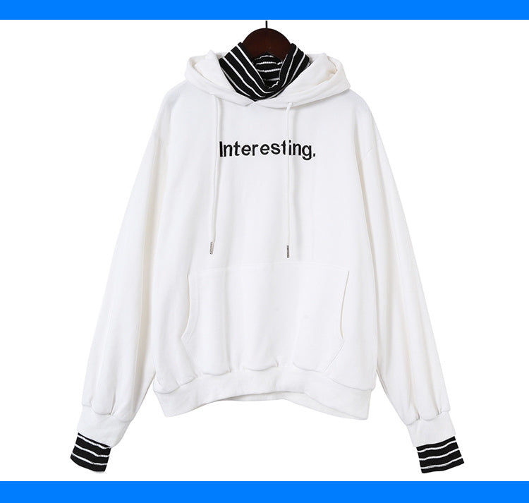 Harajuku striped turtleneck hoodies