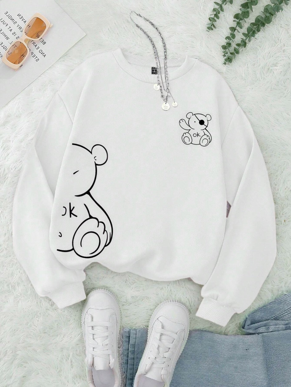Teddy Bear Printing Sweatshirts