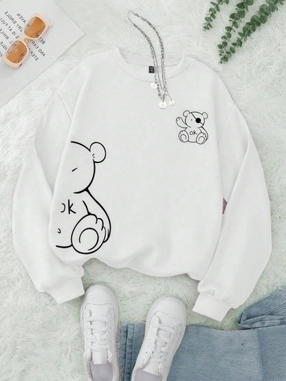 Teddy Bear Printing Sweatshirts