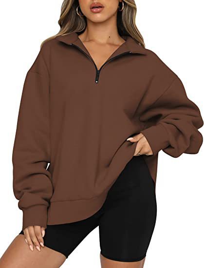 Sweatshirts Zip Turndown Collar