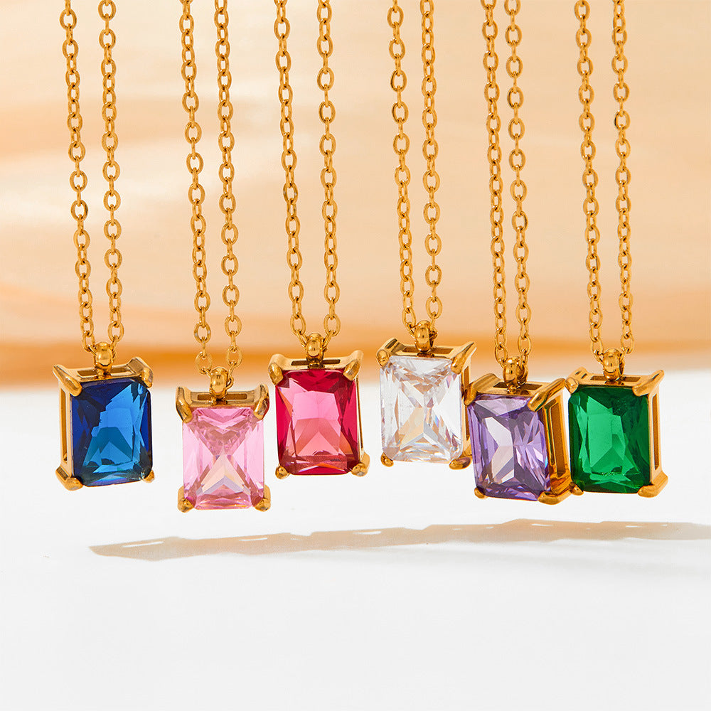 Stainless Steel Zircon Necklace
